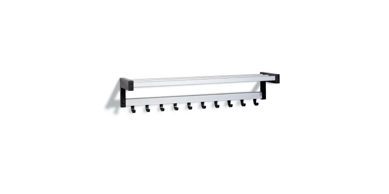 Wandgarderobe met rek en één rij kledinghaken