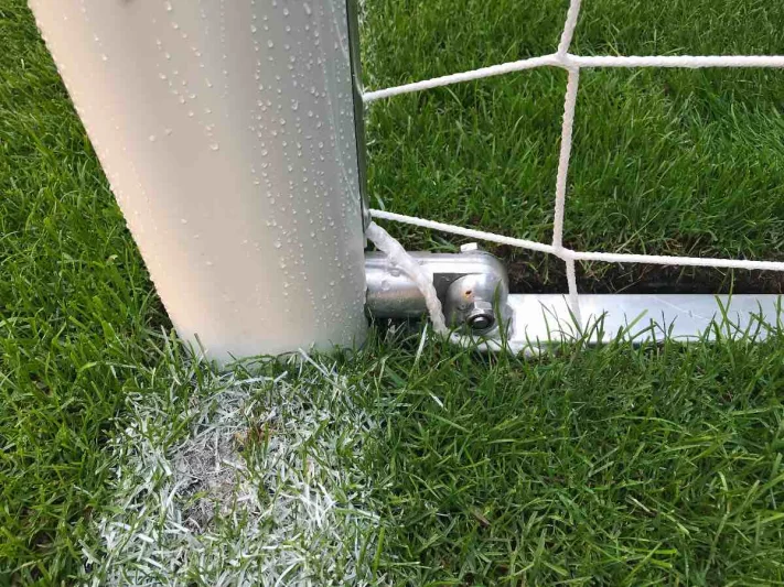 Match football goal with recessed ground frame