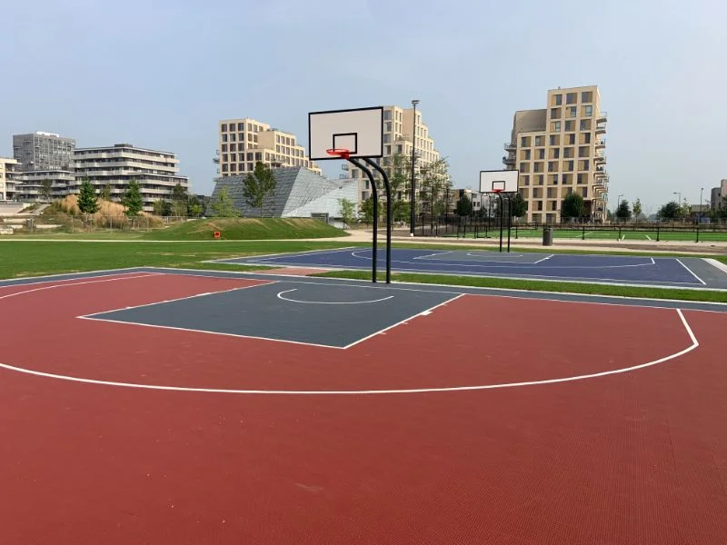 Basketball pole with 2 uprights