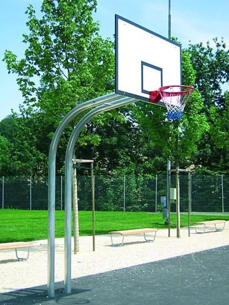 Basketbalpaal met 2 staanders (gebogen model)