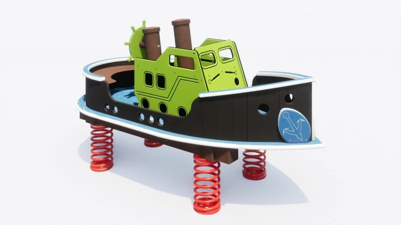 Speelschip Humboldt met veren
