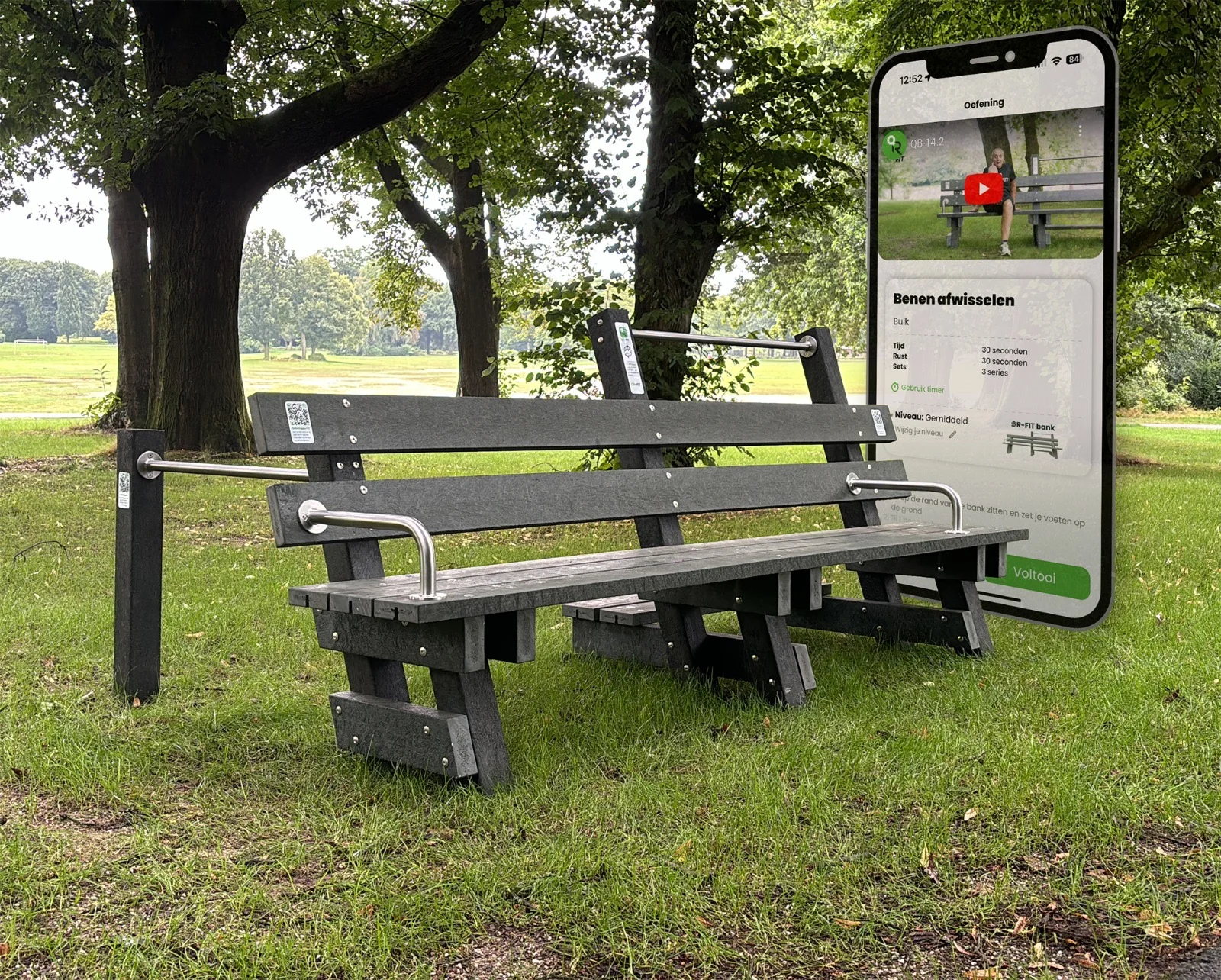 QR-Fit bank van gerecycled kunstgras