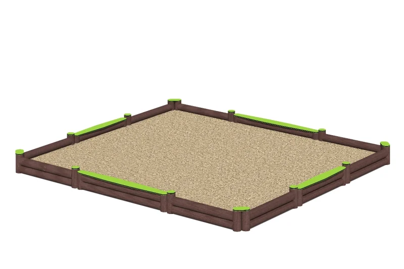 Vierkante zandbak 2-laags met 4 zitplanken