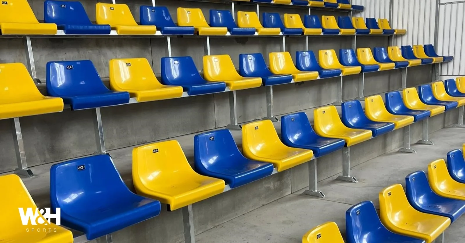 New yellow and blue chairs for sports complex in Ghimbav; Romania