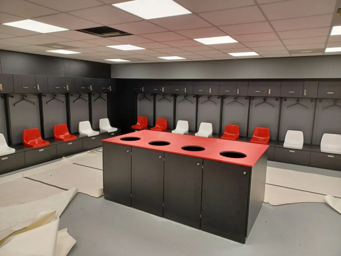 Luxury dressing room furnishing at Sparta Rotterdam