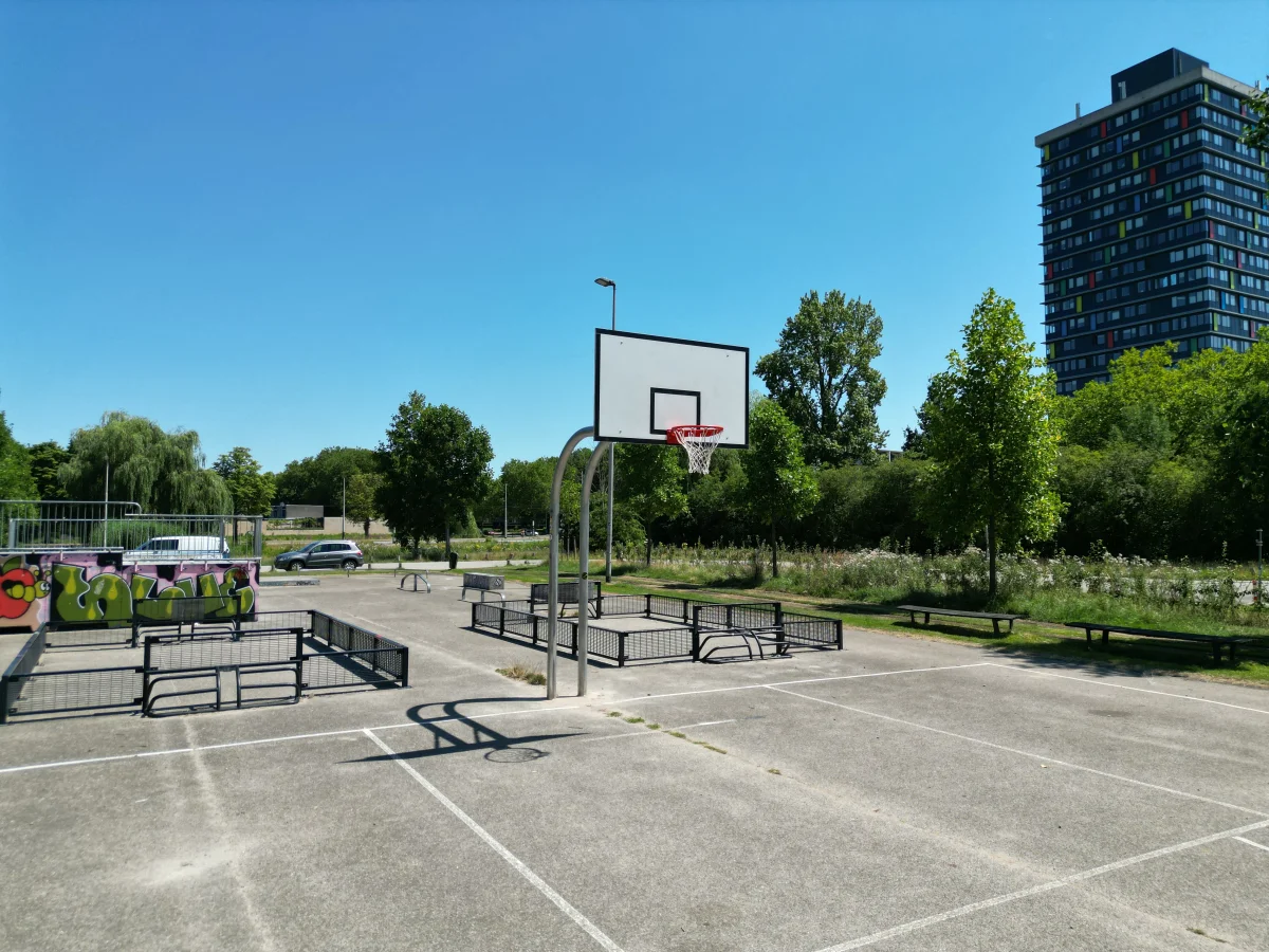 Basketbalpaal met in hoogte verstelbaar bord