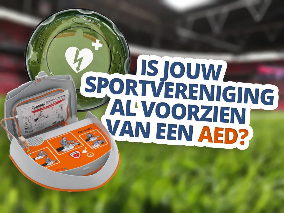 AED-kast van Cardi-Aid bij een sportaccommodatie