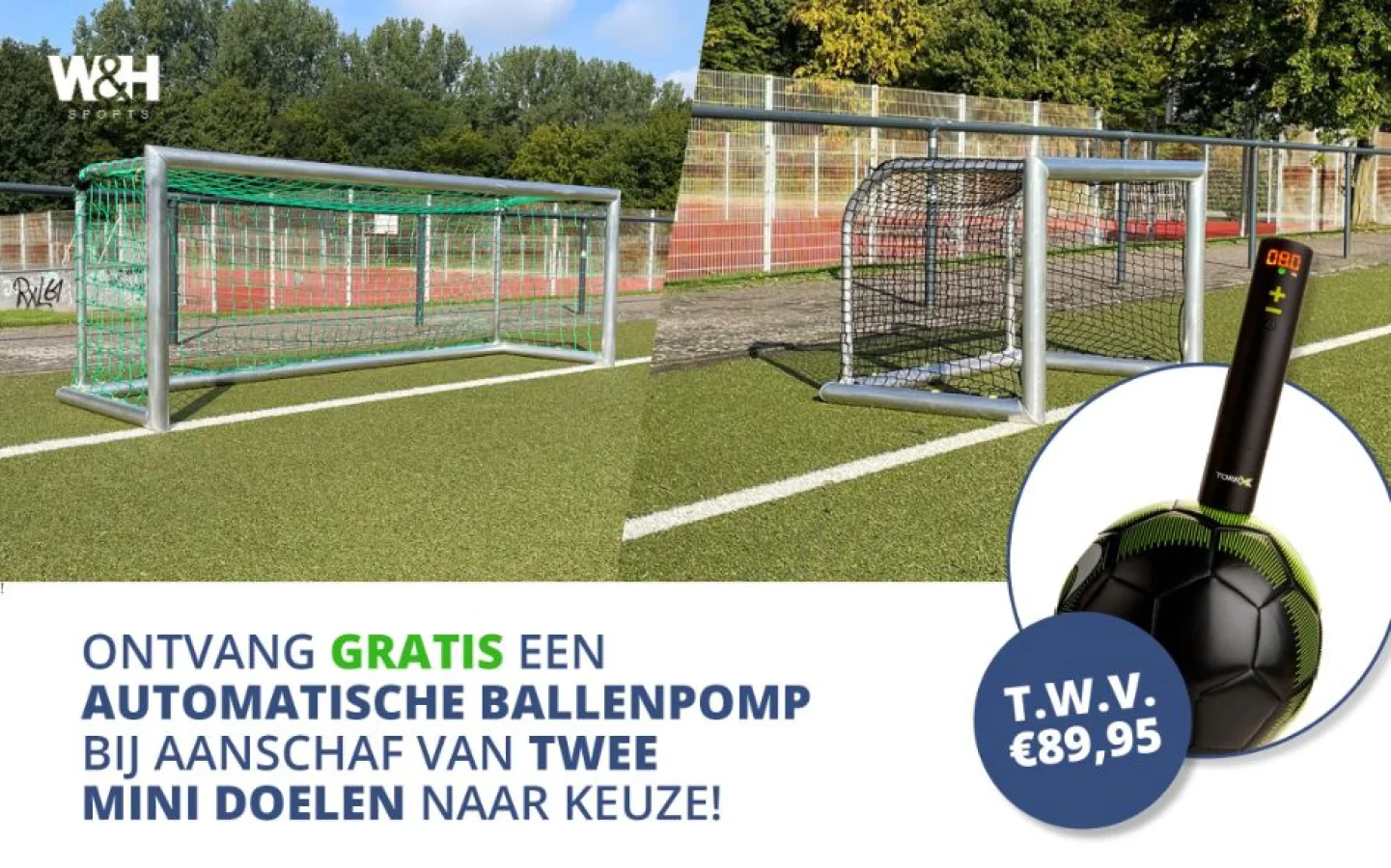 Free automatic ball pump with two mini goals