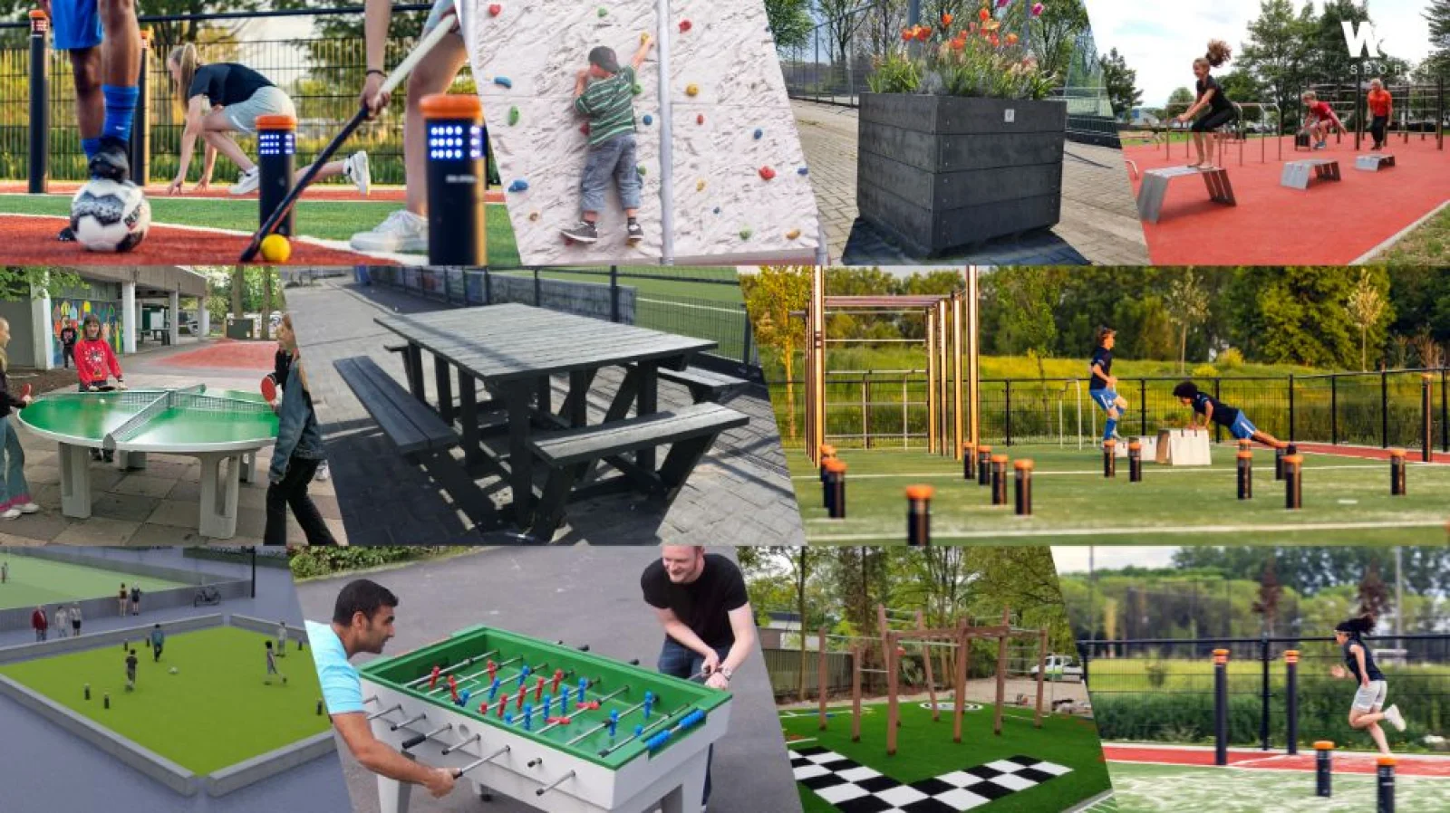 Collage van het schoolplein van de toekomst