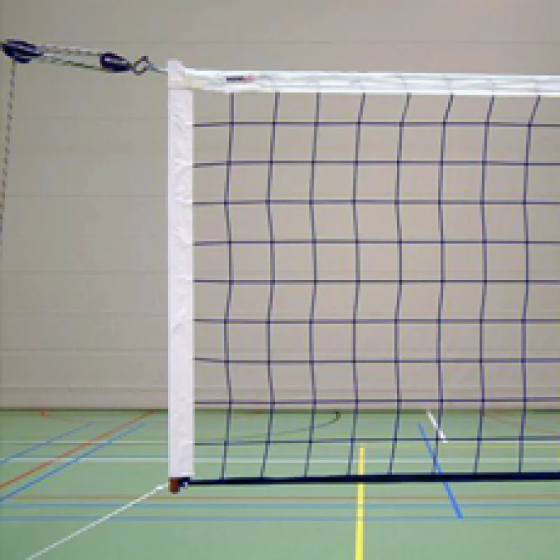 School volleyball net, wooden rods