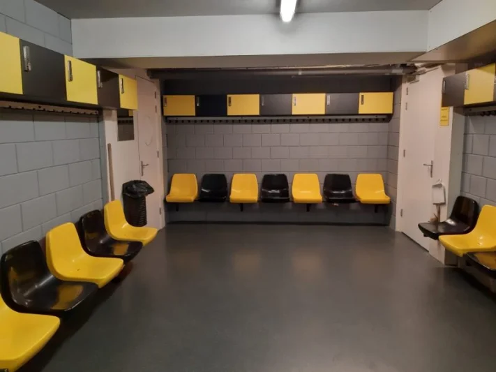 Changing room bench with chair and lockers